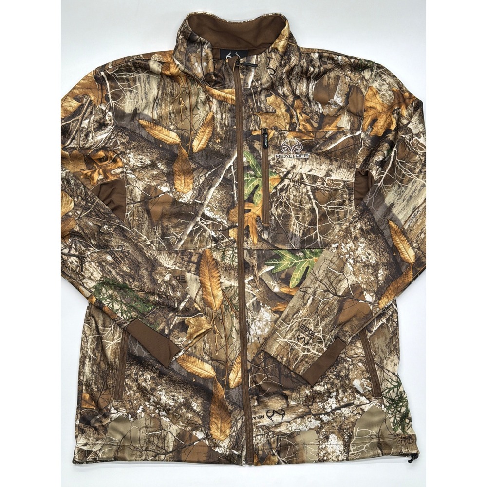 Realtree Edge Camo Full Zip Jacket Mens Medium Brown Tactical Outdoor TJ10048